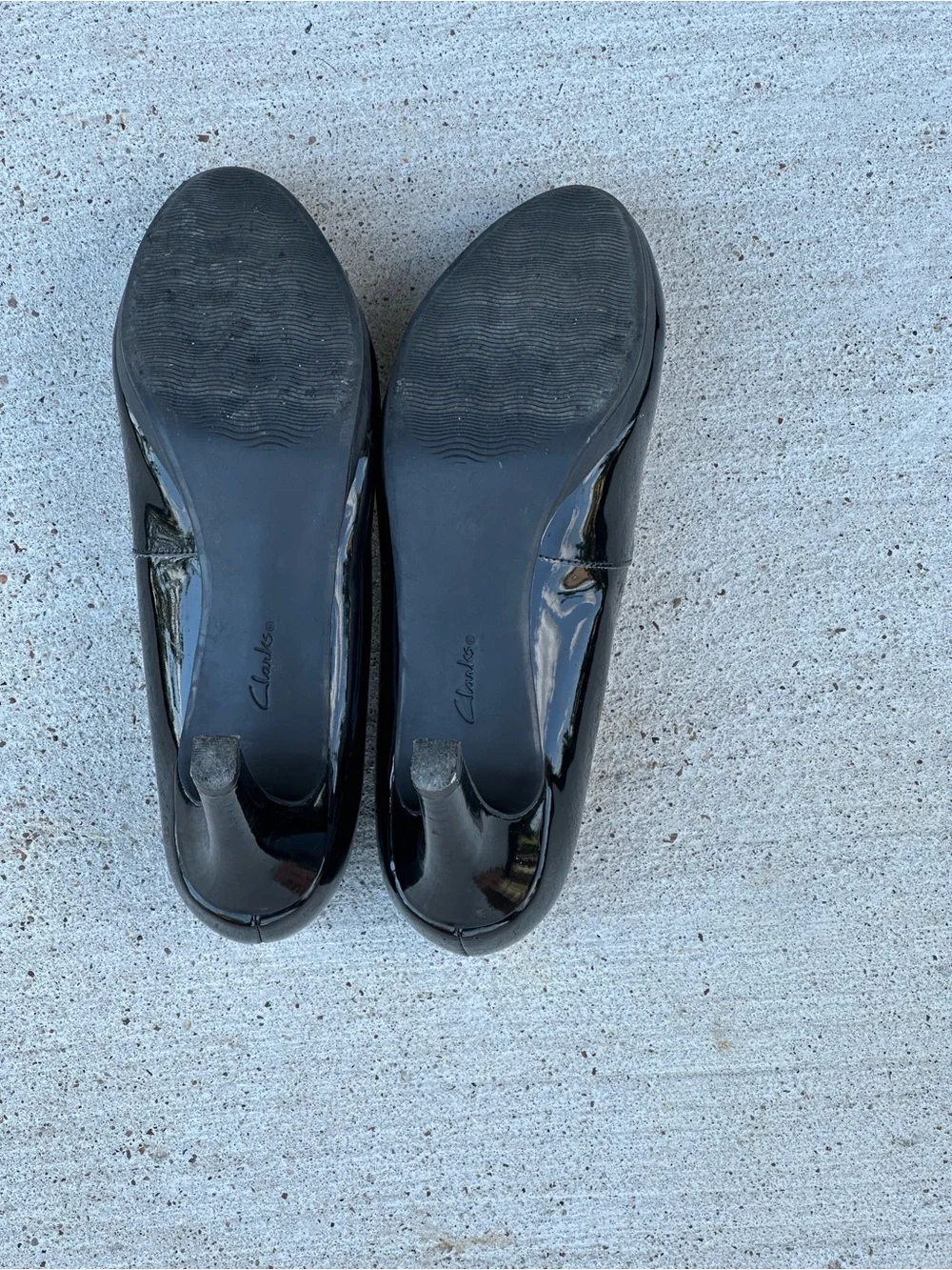 Clarks Black Patent Leather Heels. 8.5